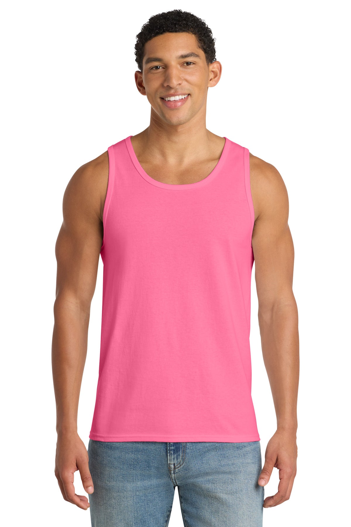 Port & Co Core Cotton Tank Top - Neon Pink