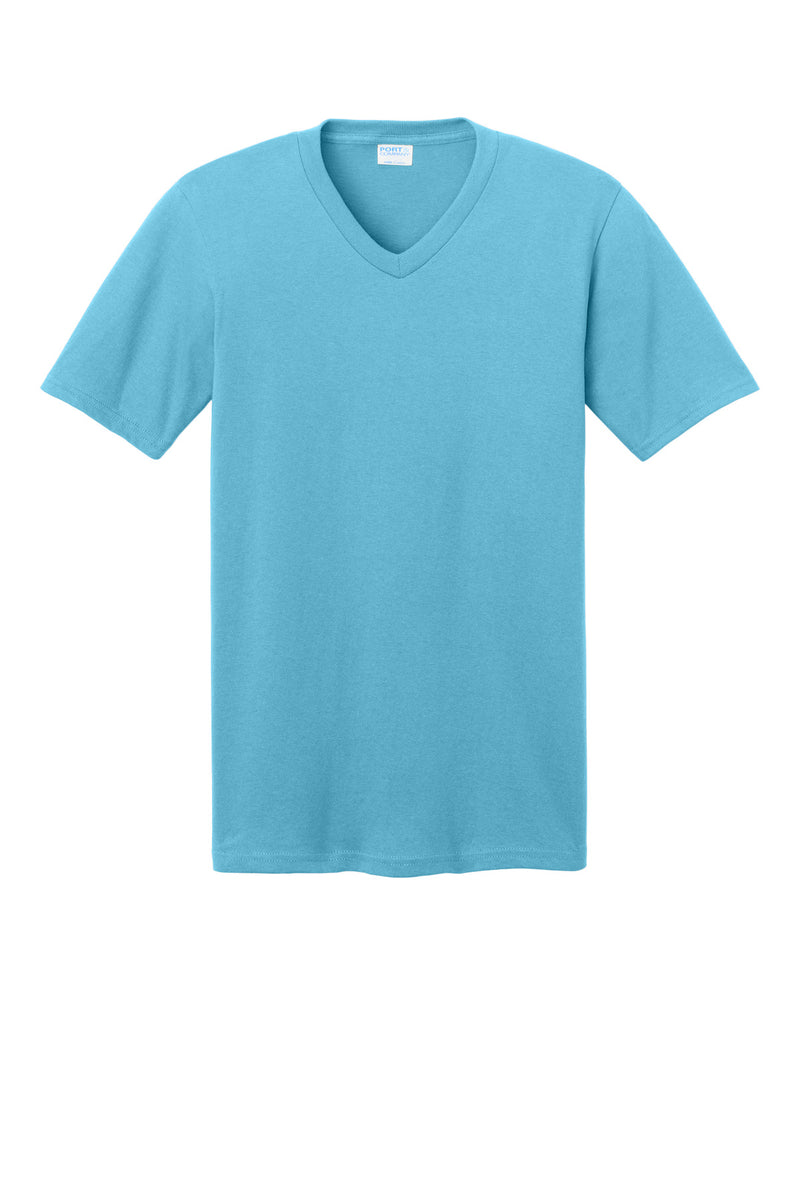 Port & Co Core Cotton V-Neck Tee - Aquatic Blue