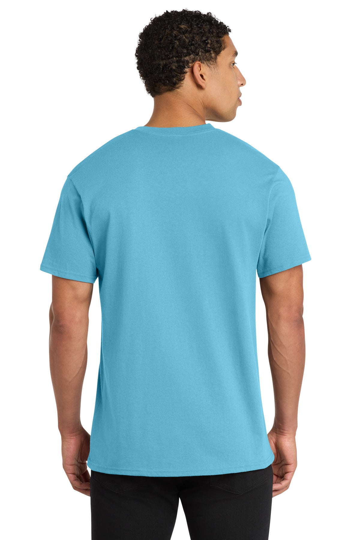 Port & Co Core Cotton V-Neck Tee - Aquatic Blue