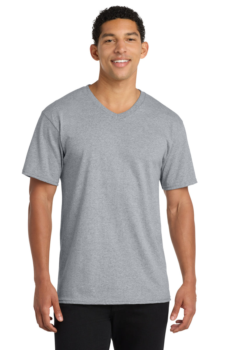 Port & Co Core Cotton V-Neck Tee - Athletic Heather