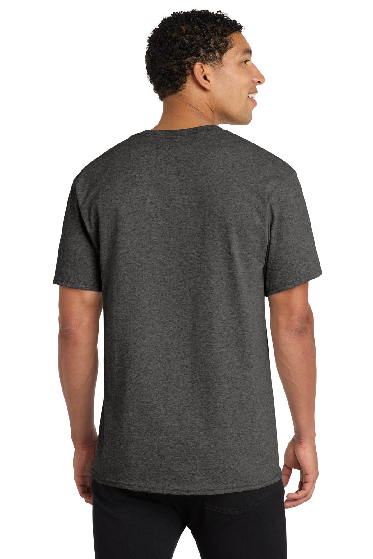 Port & Co Core Cotton V-Neck Tee - Dark Heather Grey