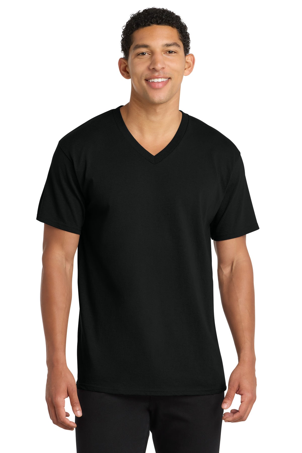 Port & Co Core Cotton V-Neck Tee - Jet Black