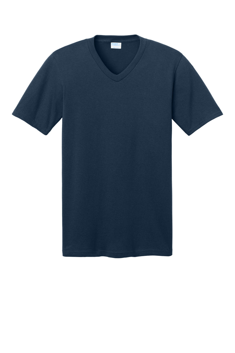 Port & Co Core Cotton V-Neck Tee - Navy