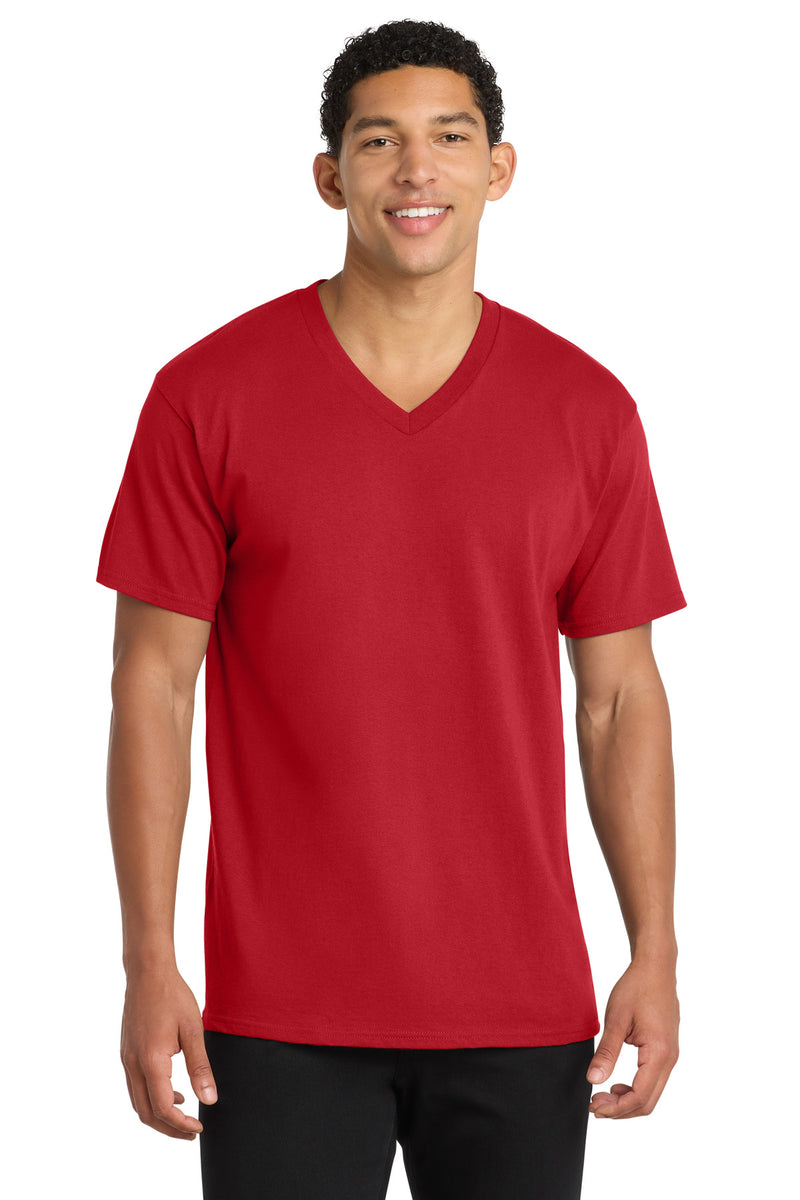 Port & Co Core Cotton V-Neck Tee - Red