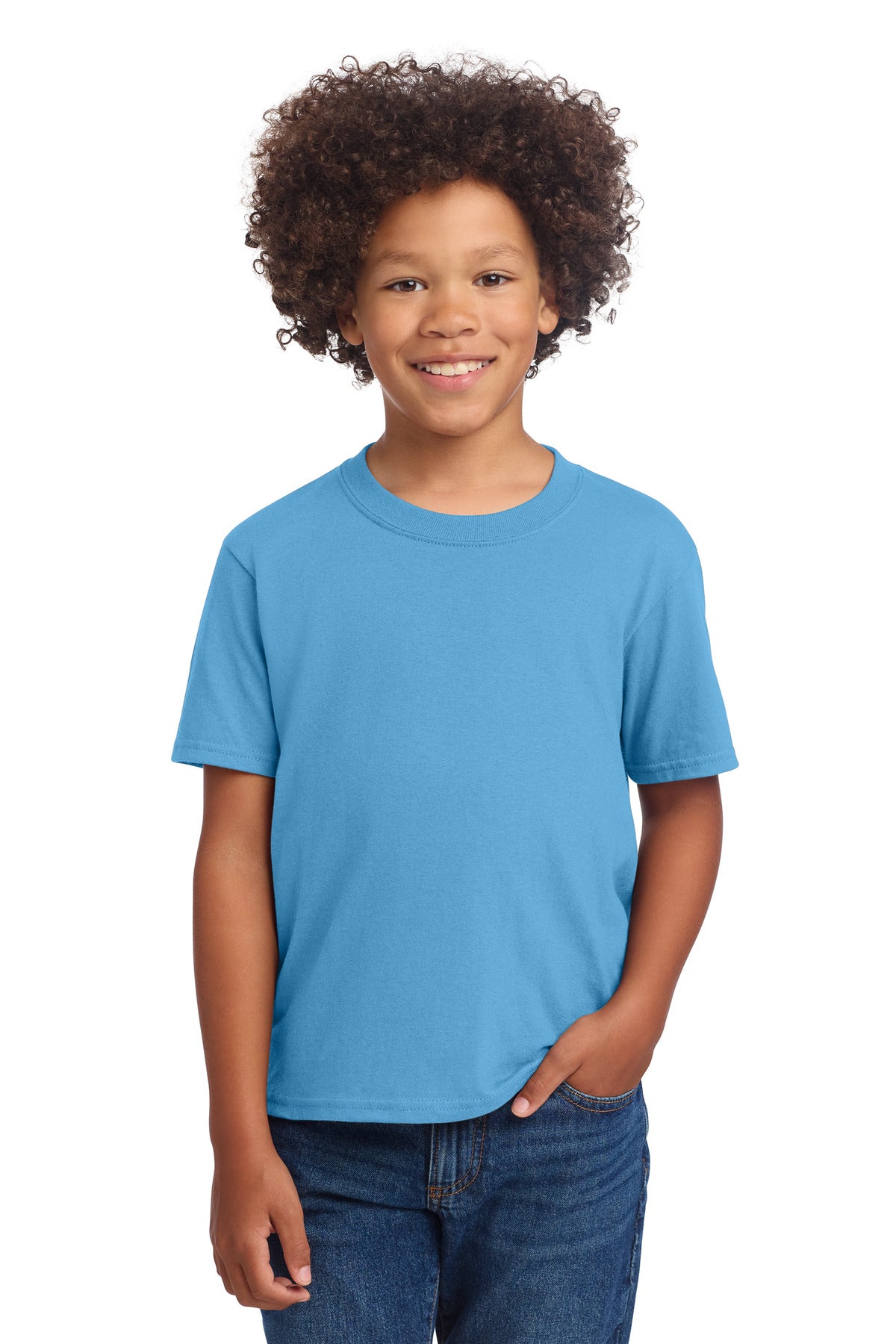 Port & Co Youth Core Cotton DTG Tee - Aquatic Blue