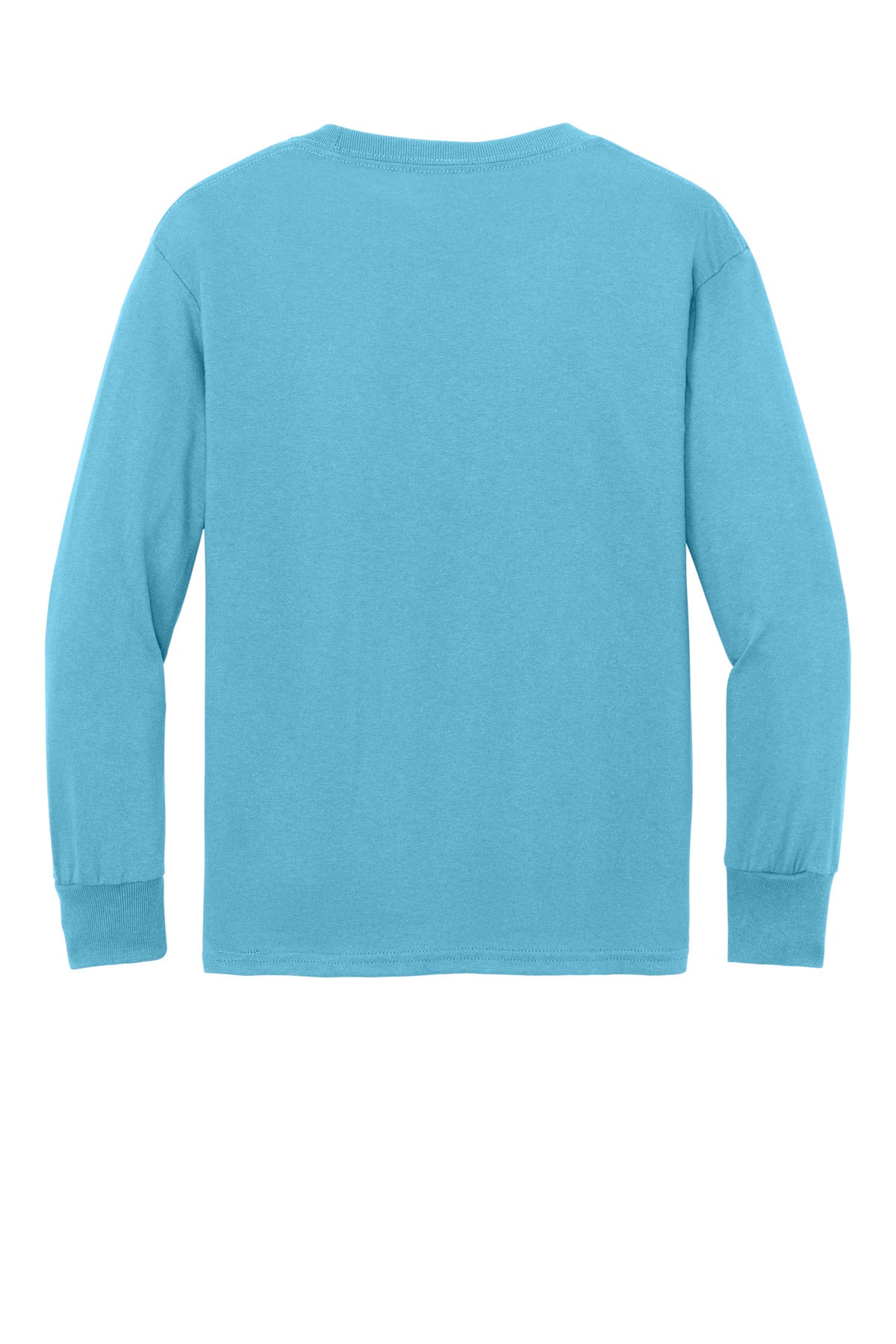 Port & Co Youth Long Sleeve Core Cotton Tee - Aquatic Blue