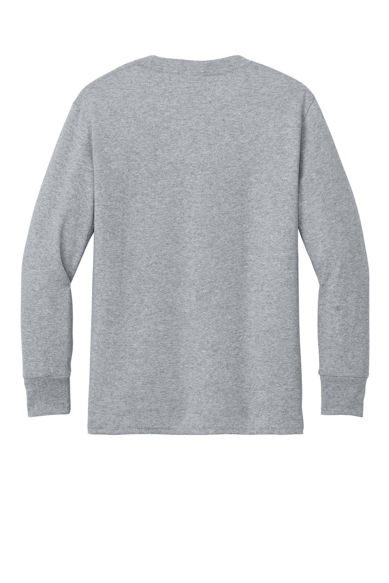 Port & Co Youth Long Sleeve Core Cotton Tee - Athletic Heather flat back