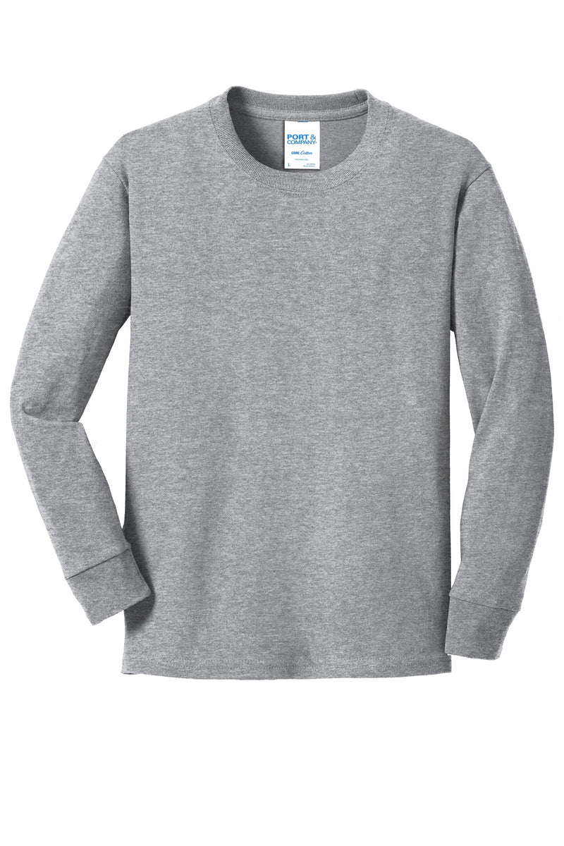 Port & Co Youth Long Sleeve Core Cotton Tee - Athletic Heather