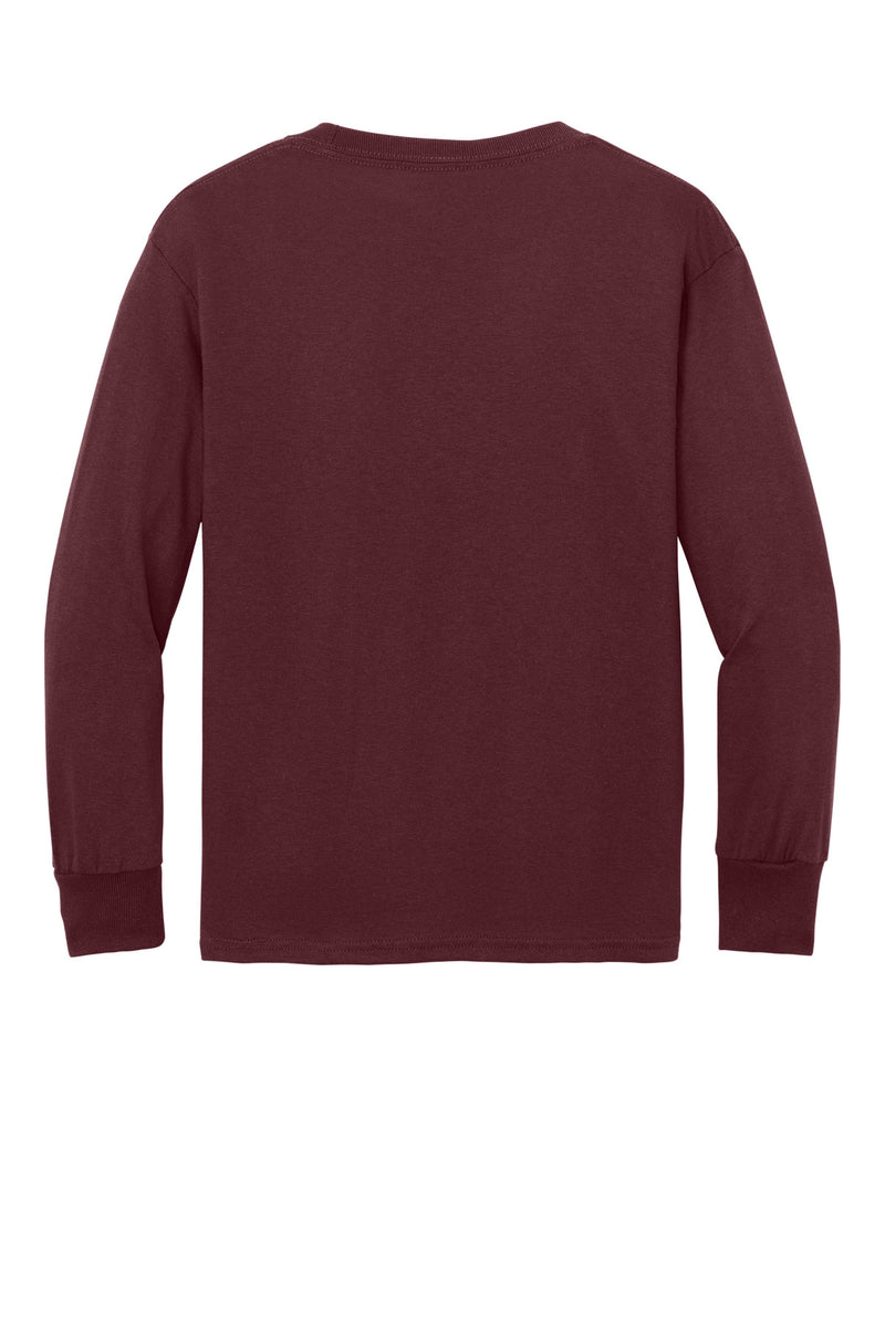 Port & Co Youth Long Sleeve Core Cotton Tee - Athletic Maroon