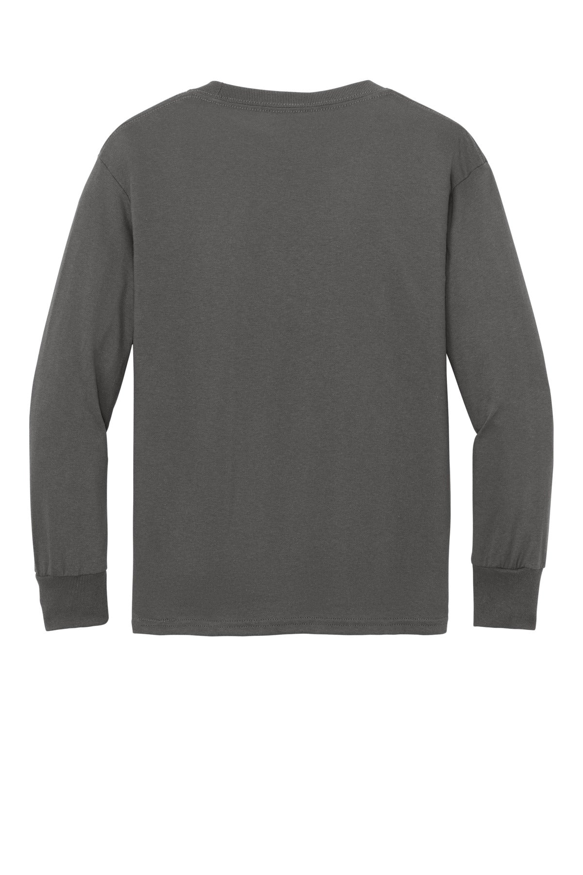 Port & Co Youth Long Sleeve Core Cotton Tee - Charcoal