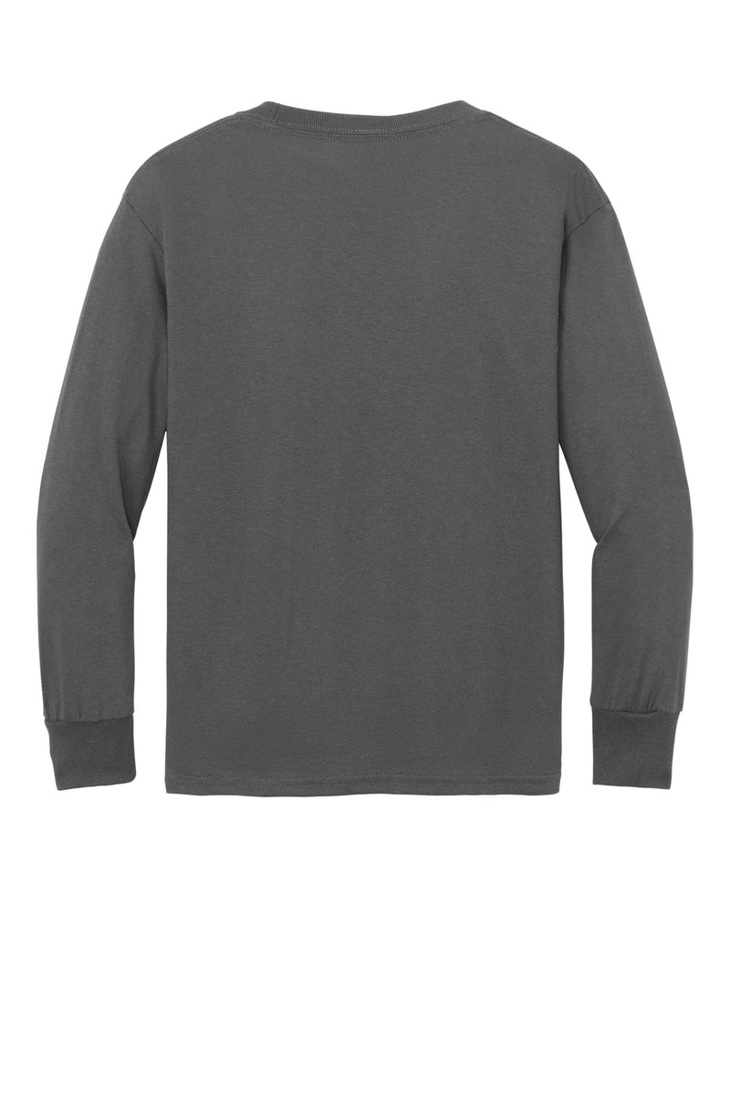 Port & Co Youth Long Sleeve Core Cotton Tee - Charcoal