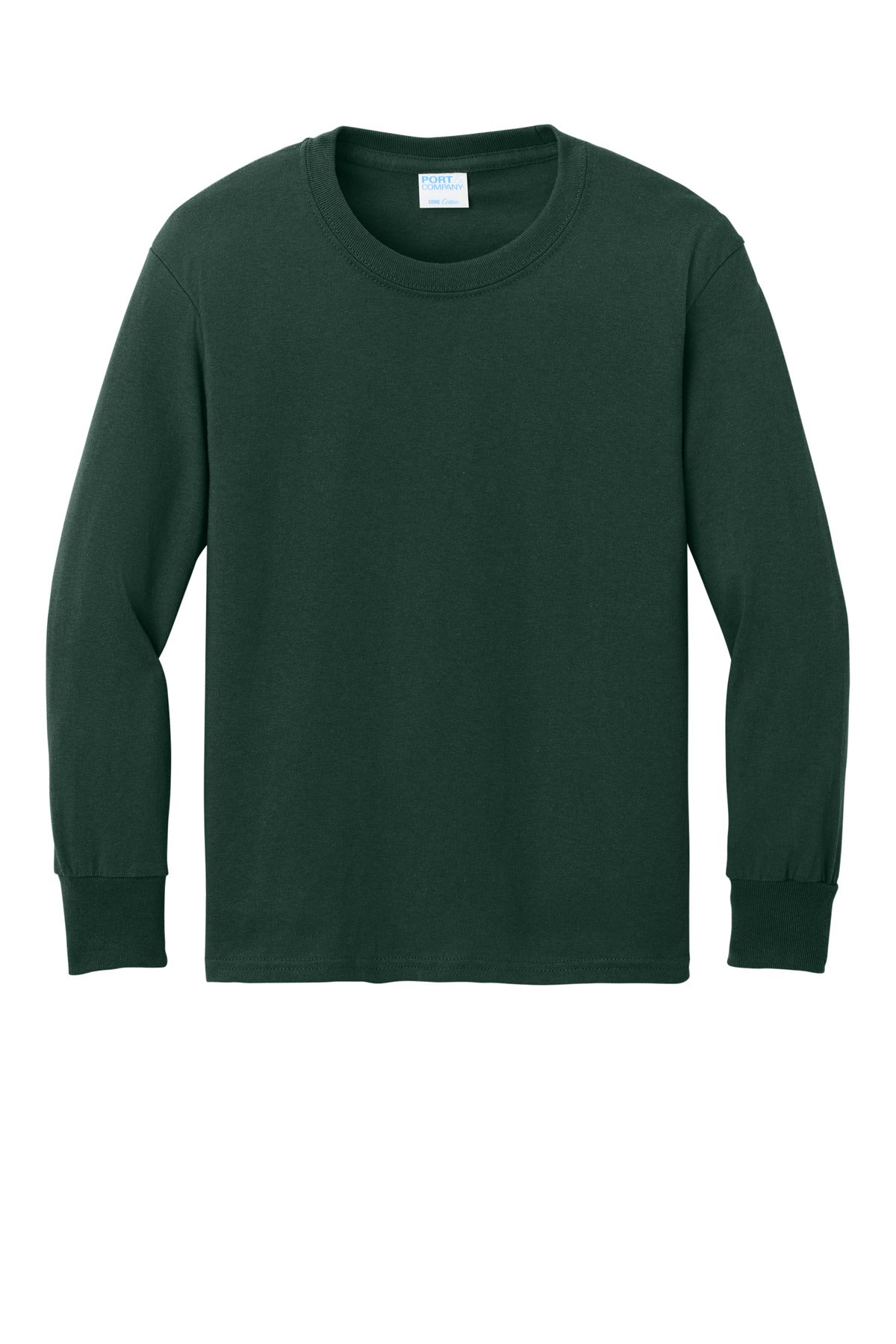 Port & Co Youth Long Sleeve Core Cotton Tee - Dark Green
