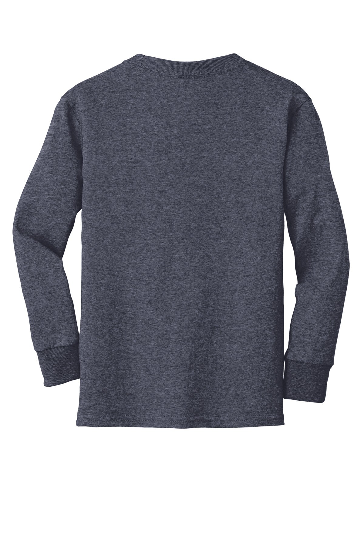 Port & Co Youth Long Sleeve Core Cotton Tee - Heather Navy