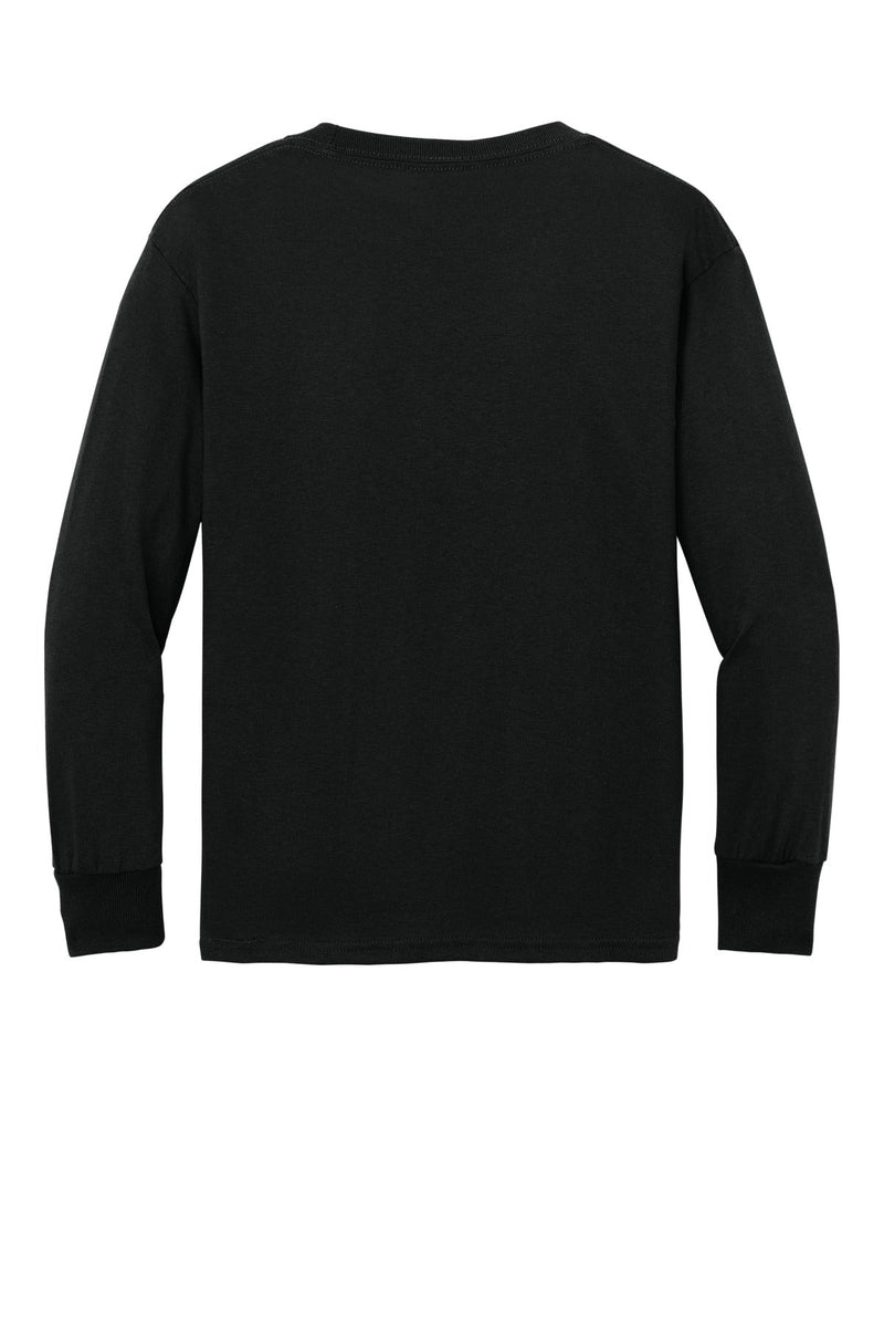 Port & Co Youth Long Sleeve Core Cotton Tee - Jet Black flat back