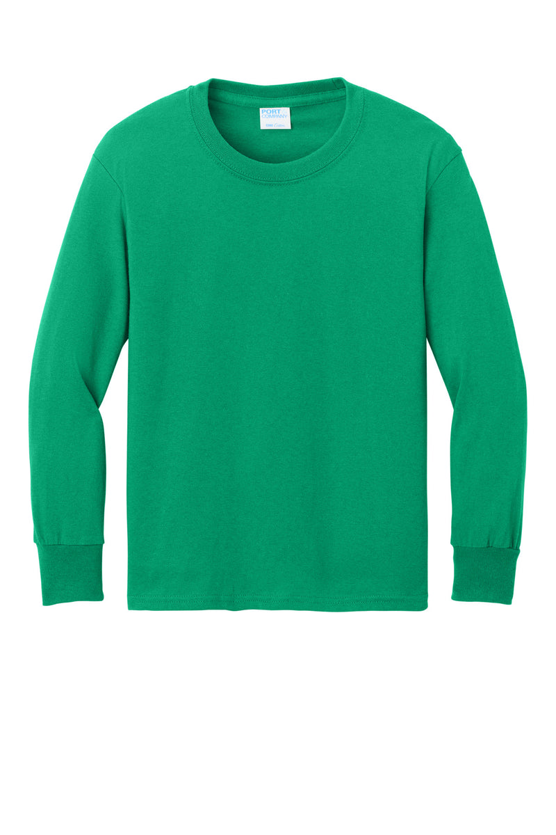 Port & Co Youth Long Sleeve Core Cotton Tee - Kelly