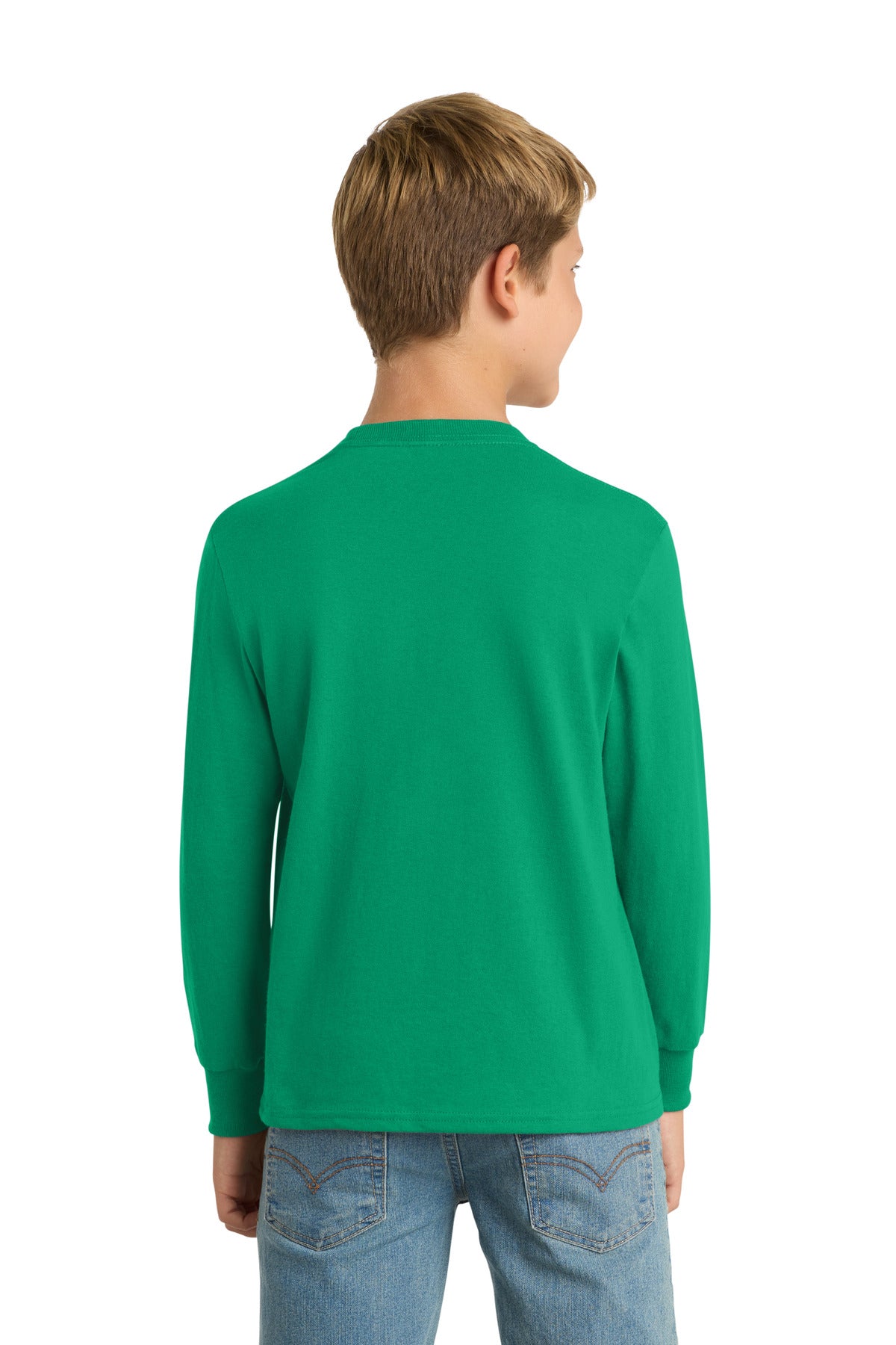 Port & Co Youth Long Sleeve Core Cotton Tee - Kelly