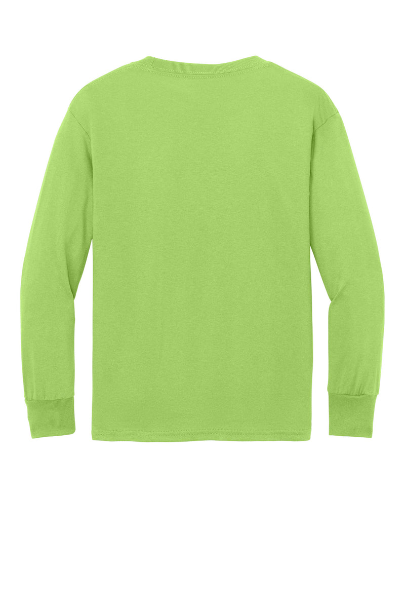 Port & Co Youth Long Sleeve Core Cotton Tee - Lime