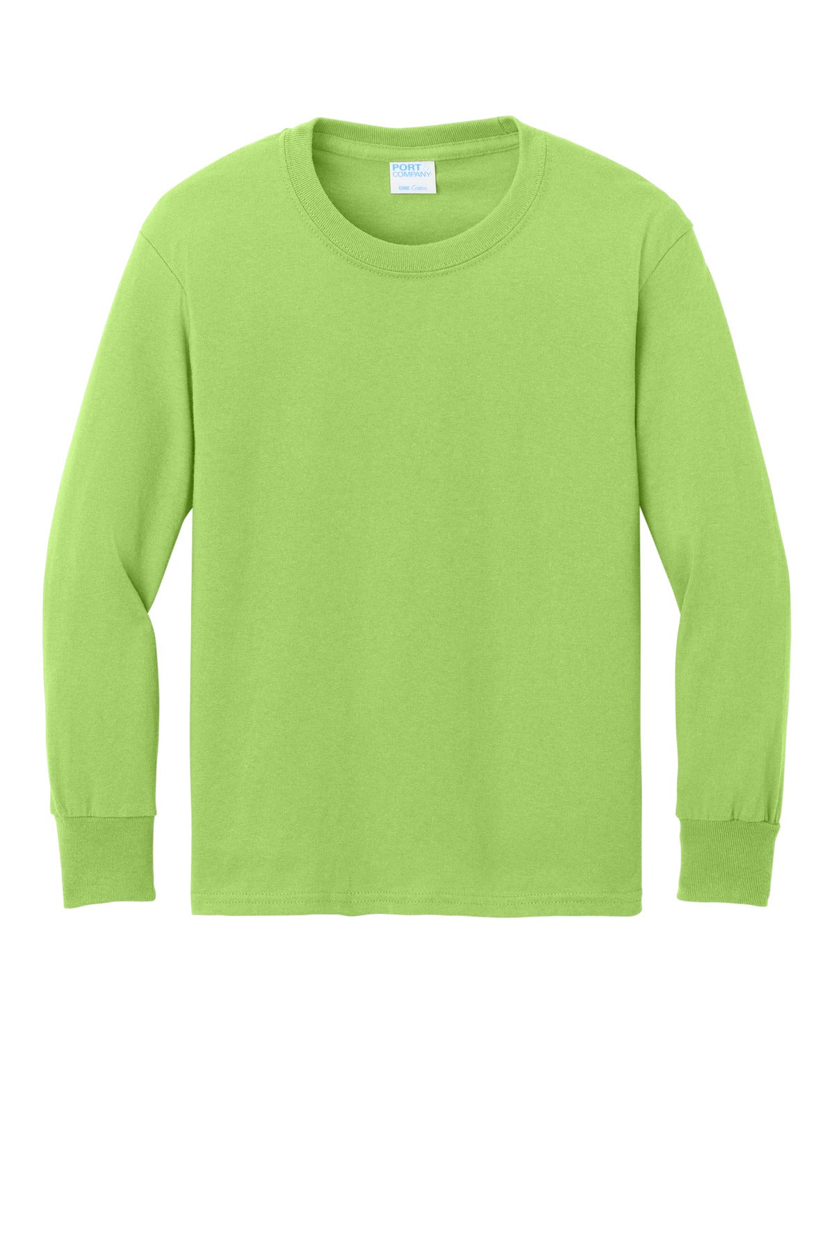Port & Co Youth Long Sleeve Core Cotton Tee - Lime