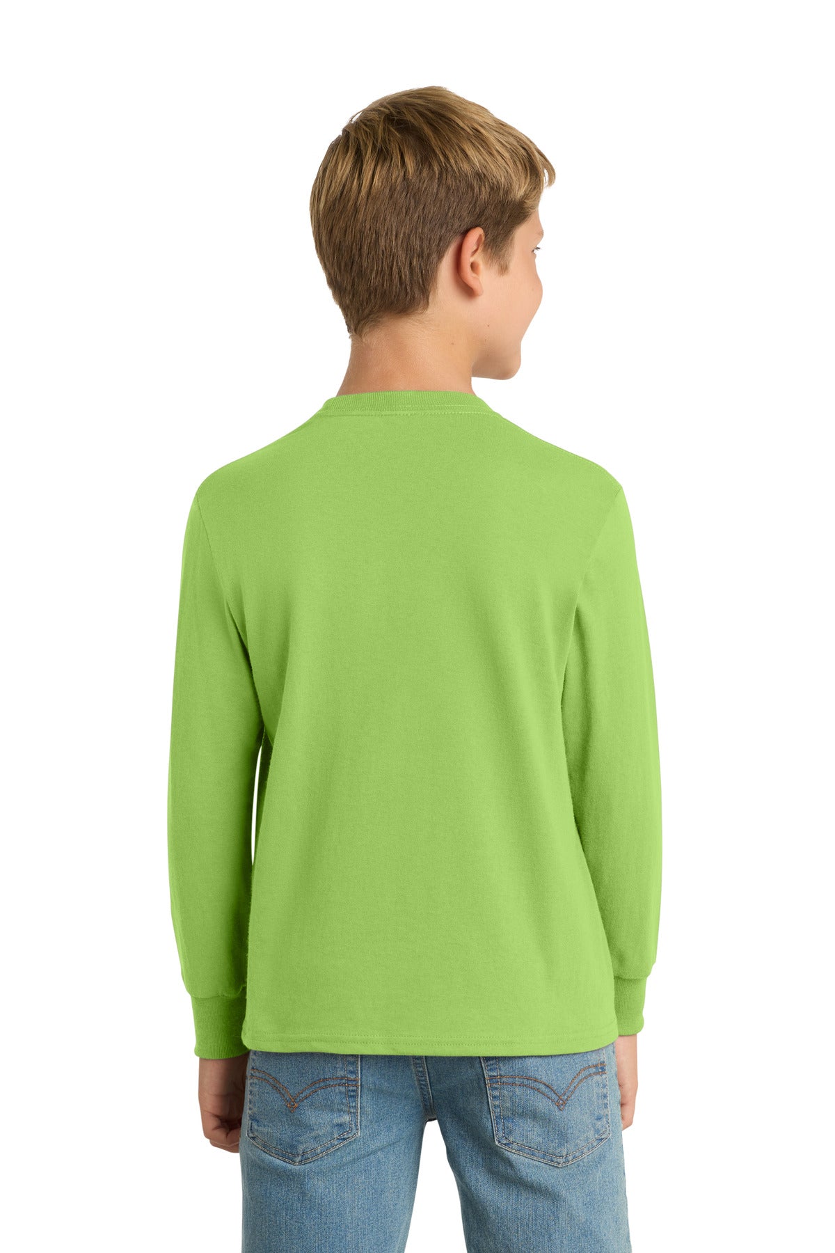 Port & Co Youth Long Sleeve Core Cotton Tee - Lime