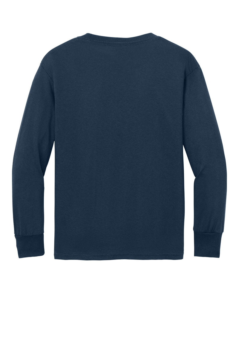 Port & Co Youth Long Sleeve Core Cotton Tee - Navy
