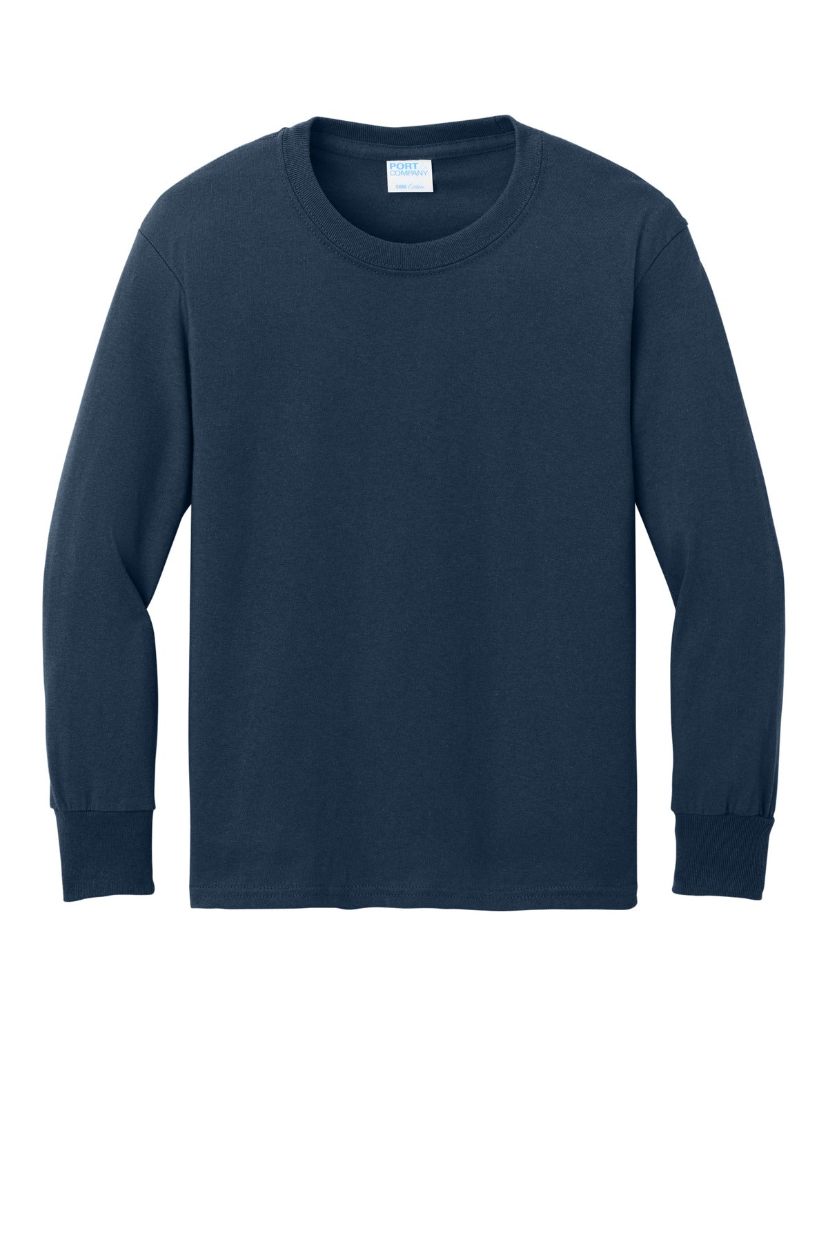 Port & Co Youth Long Sleeve Core Cotton Tee - Navy