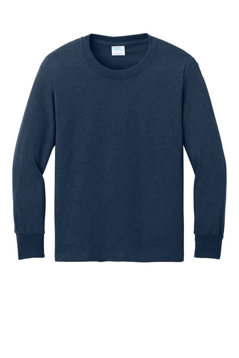 Port & Co Youth Long Sleeve Core Cotton Tee - Navy