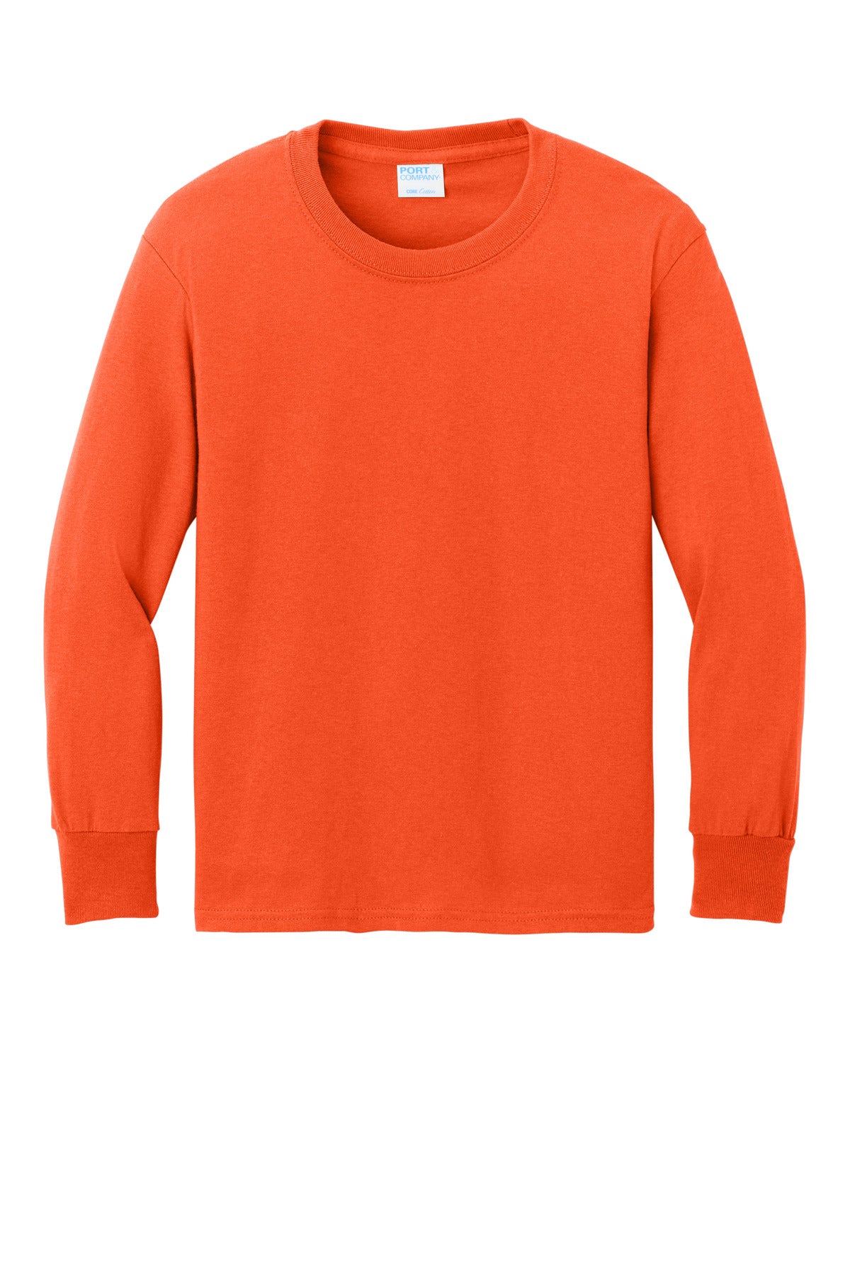Port & Co Youth Long Sleeve Core Cotton Tee - Orange