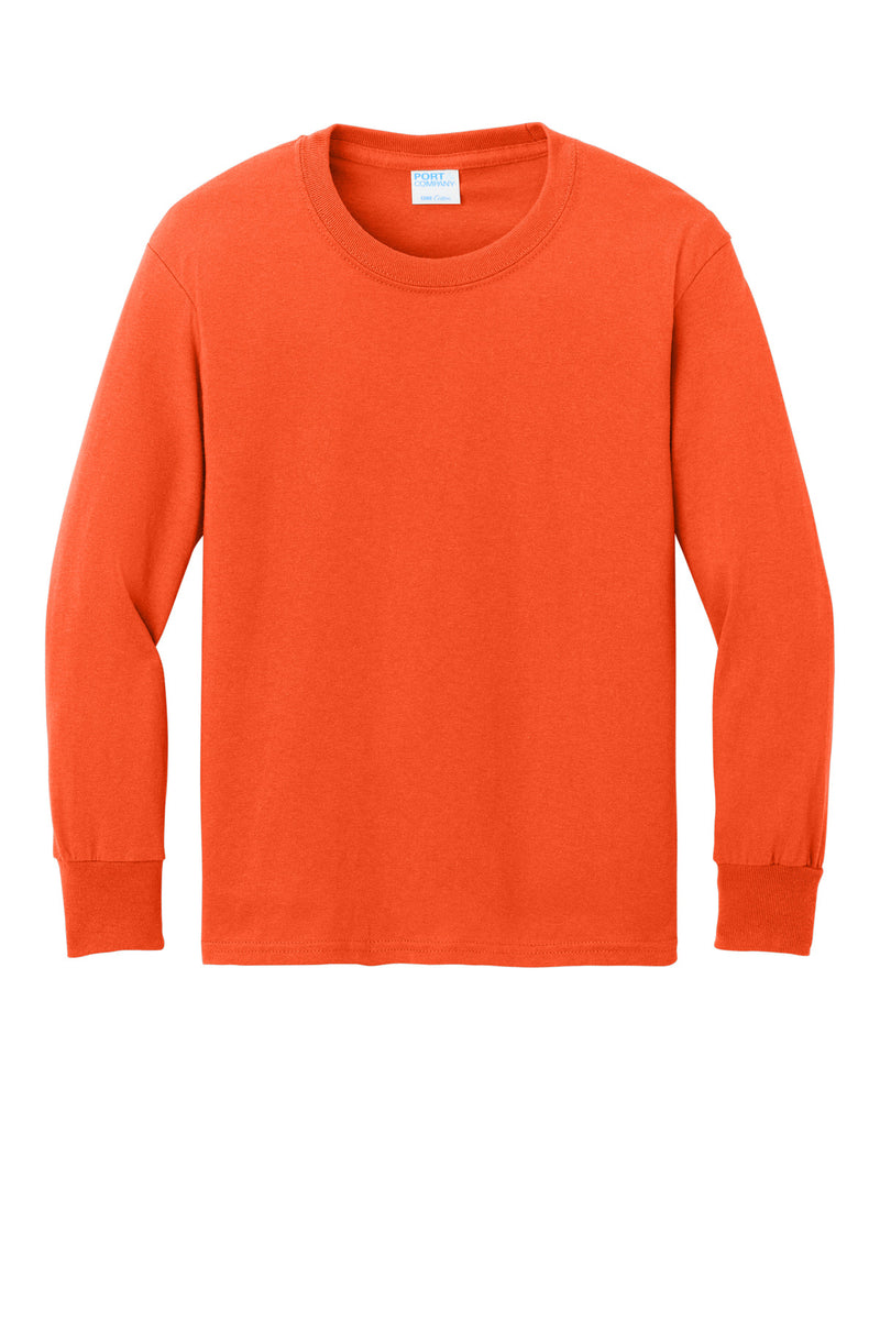 Port & Co Youth Long Sleeve Core Cotton Tee - Orange