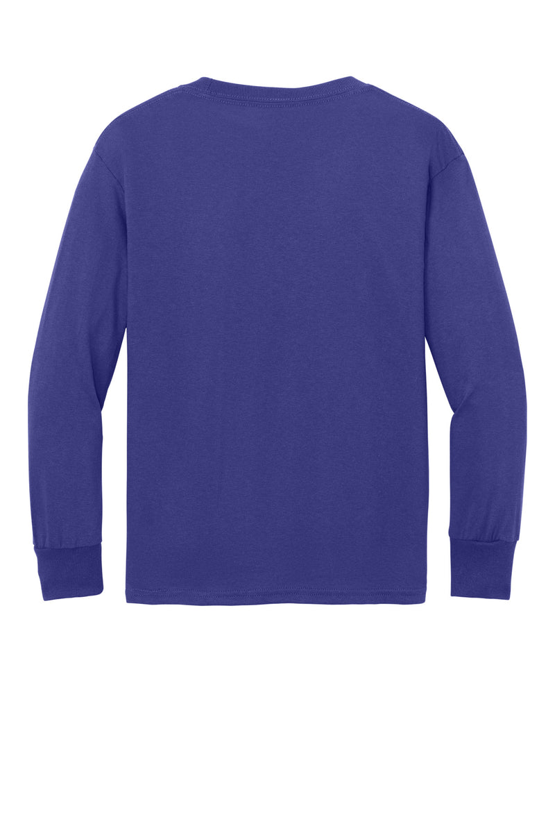 Port & Co Youth Long Sleeve Core Cotton Tee - Purple