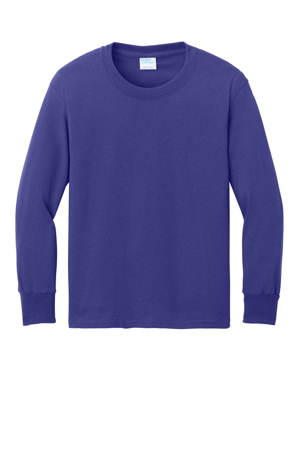 Port & Co Youth Long Sleeve Core Cotton Tee - Purple