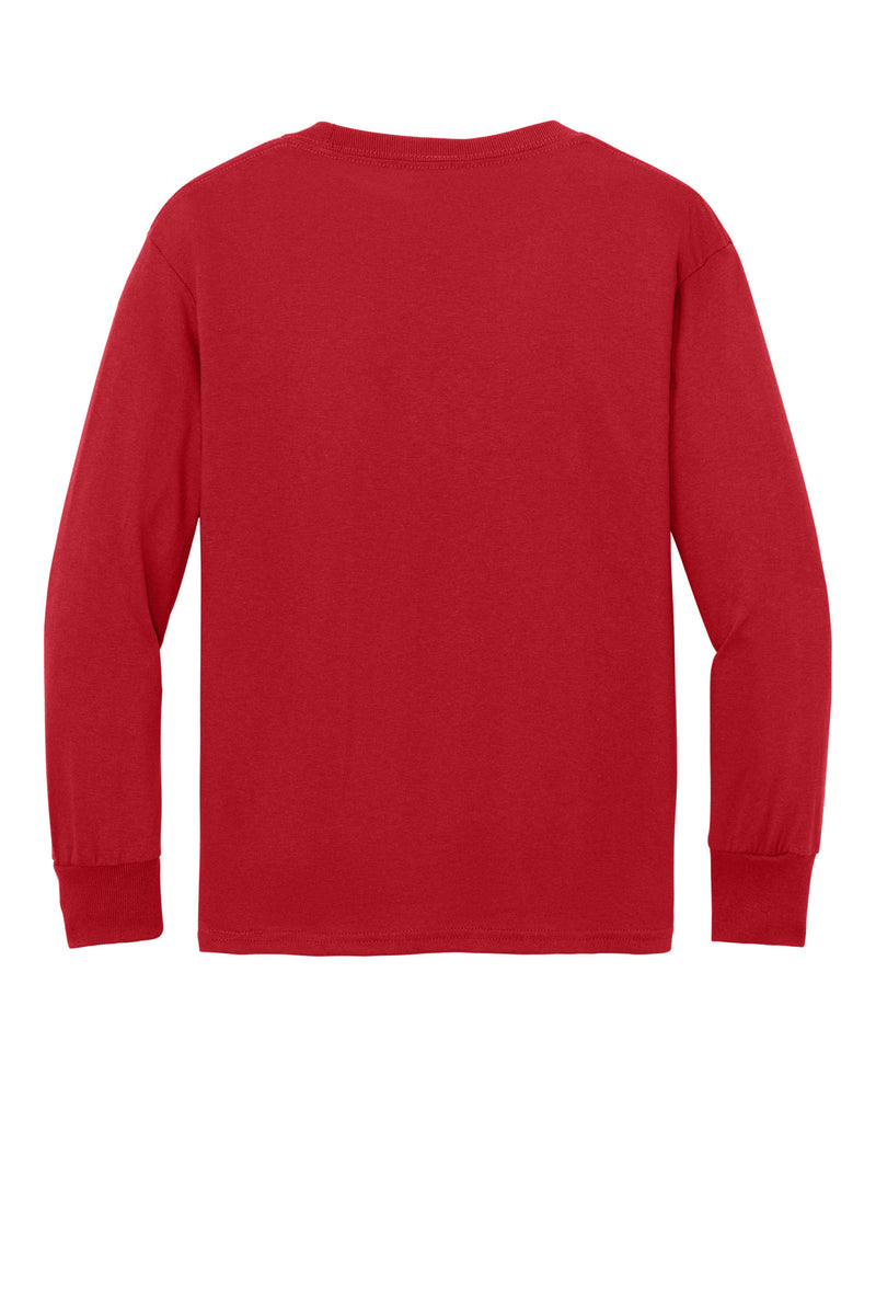 Port & Co Youth Long Sleeve Core Cotton Tee - Red