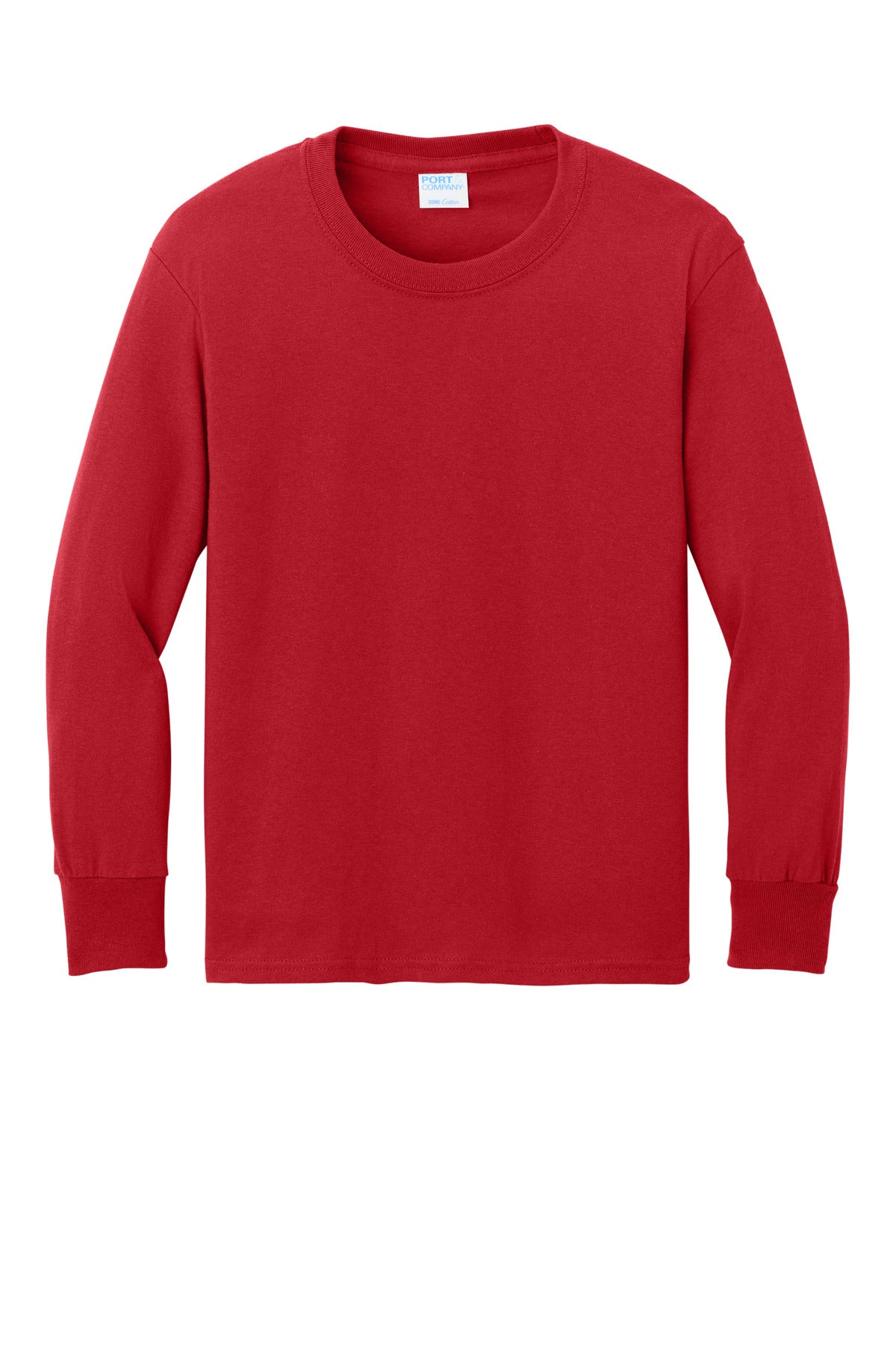 Port & Co Youth Long Sleeve Core Cotton Tee - Red