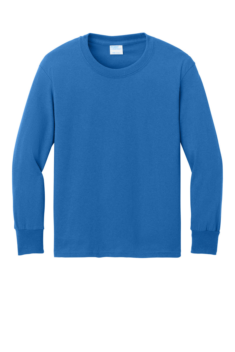Port & Co Youth Long Sleeve Core Cotton Tee - Royal