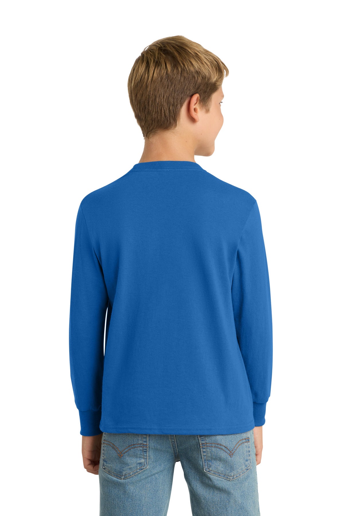 Port & Co Youth Long Sleeve Core Cotton Tee - Royal