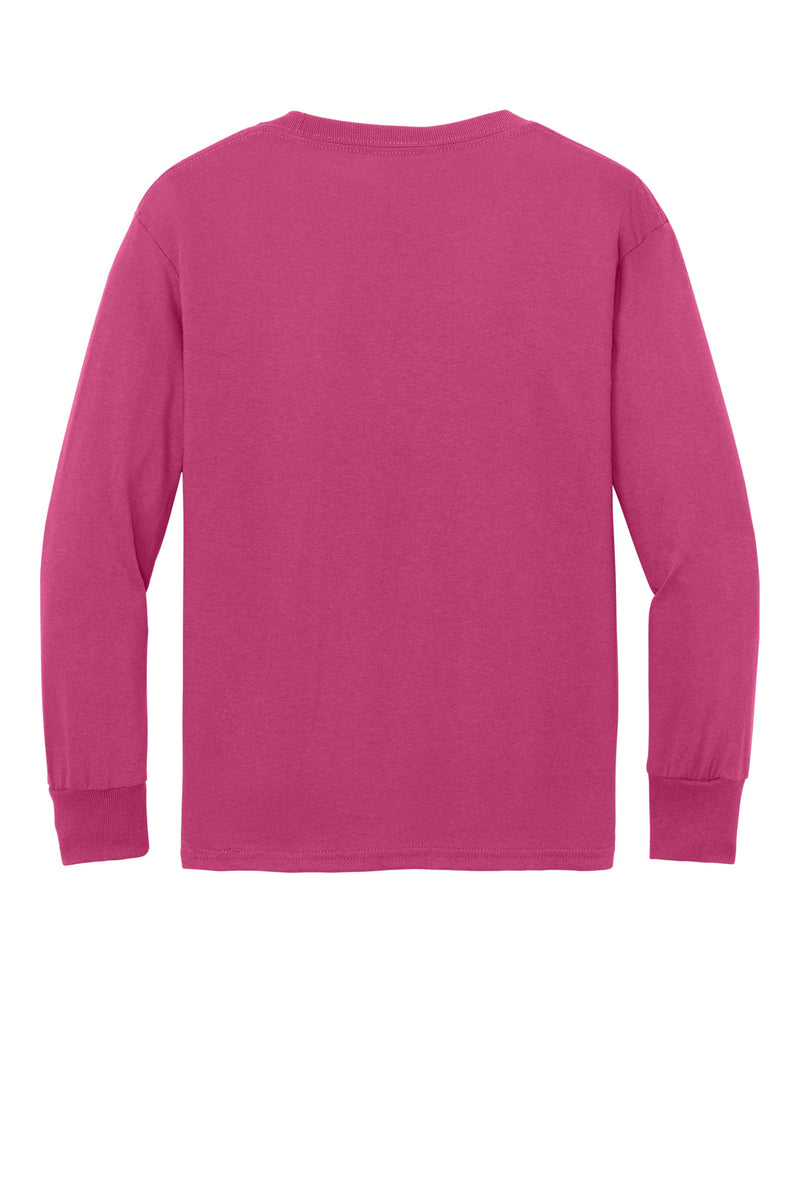 Port & Co Youth Long Sleeve Core Cotton Tee - Sangria
