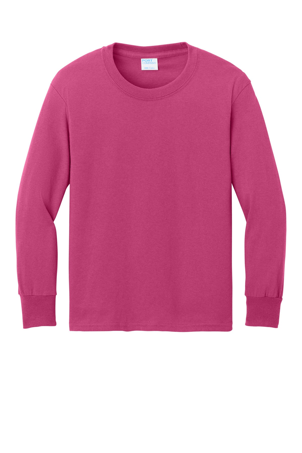 Port & Co Youth Long Sleeve Core Cotton Tee - Sangria