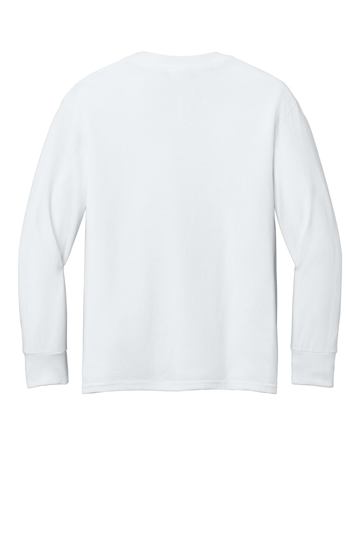 Port & Co Youth Long Sleeve Core Cotton Tee - White