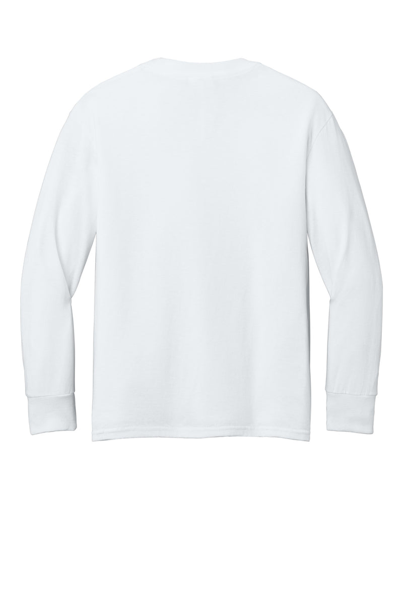Port & Co Youth Long Sleeve Core Cotton Tee - White