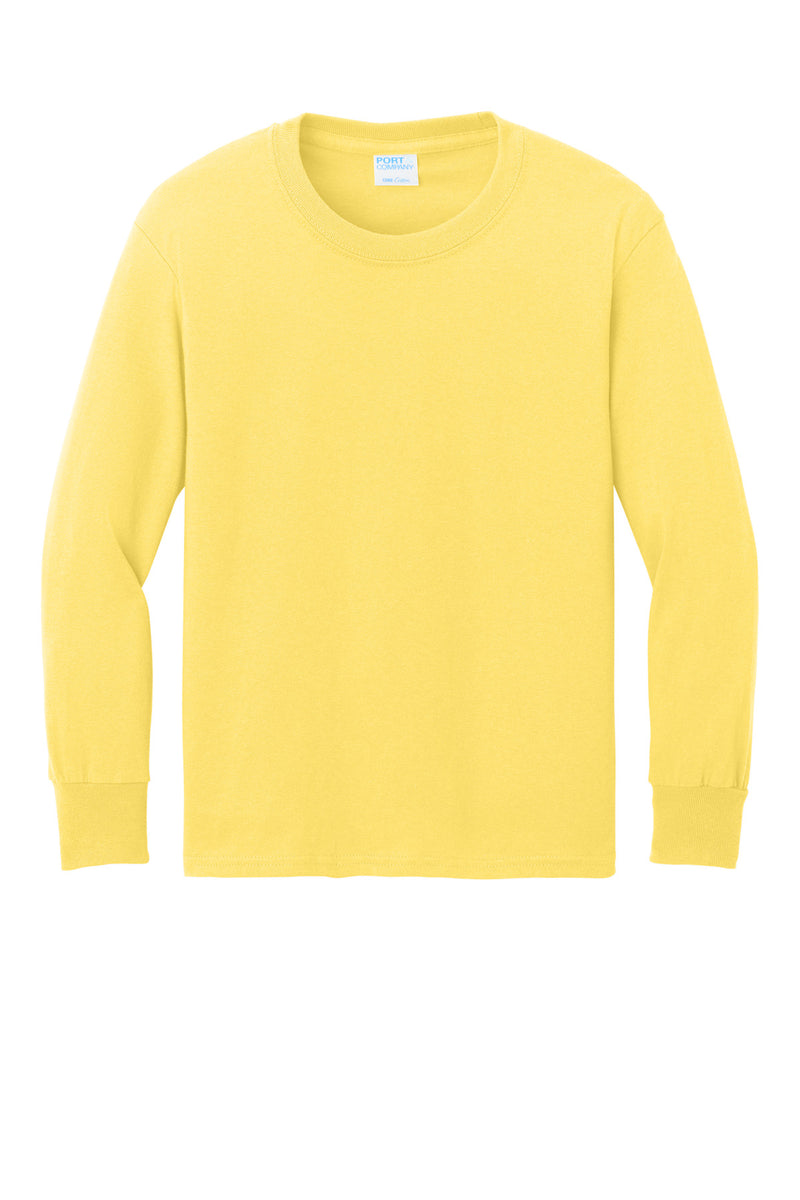 Port & Co Youth Long Sleeve Core Cotton Tee - Yellow