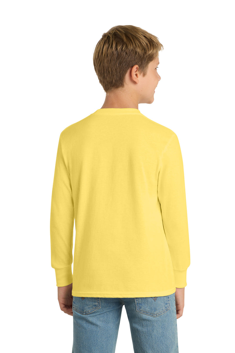 Port & Co Youth Long Sleeve Core Cotton Tee - Yellow
