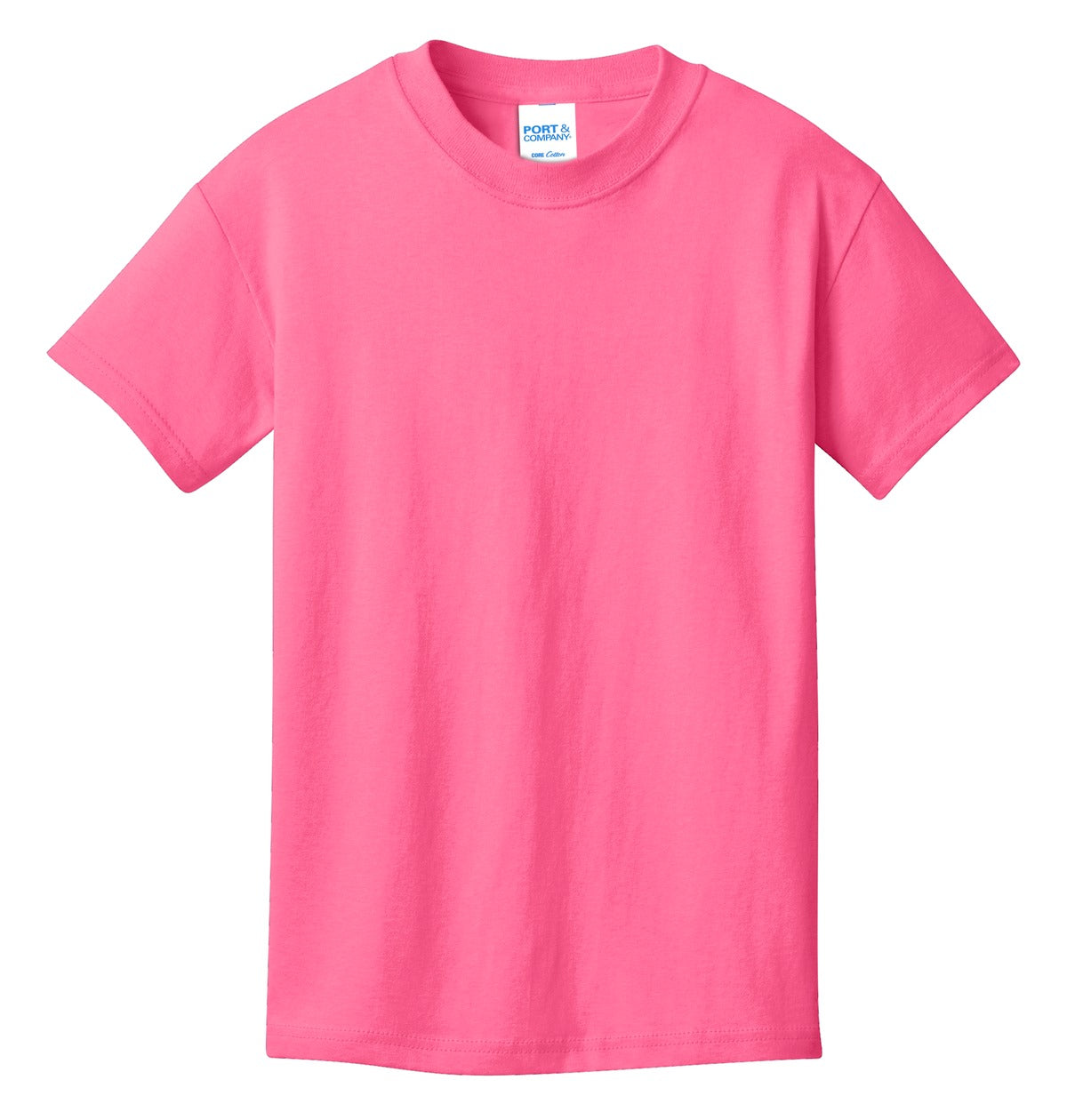 Port & Co Youth Core Cotton Tee - Neon Pink