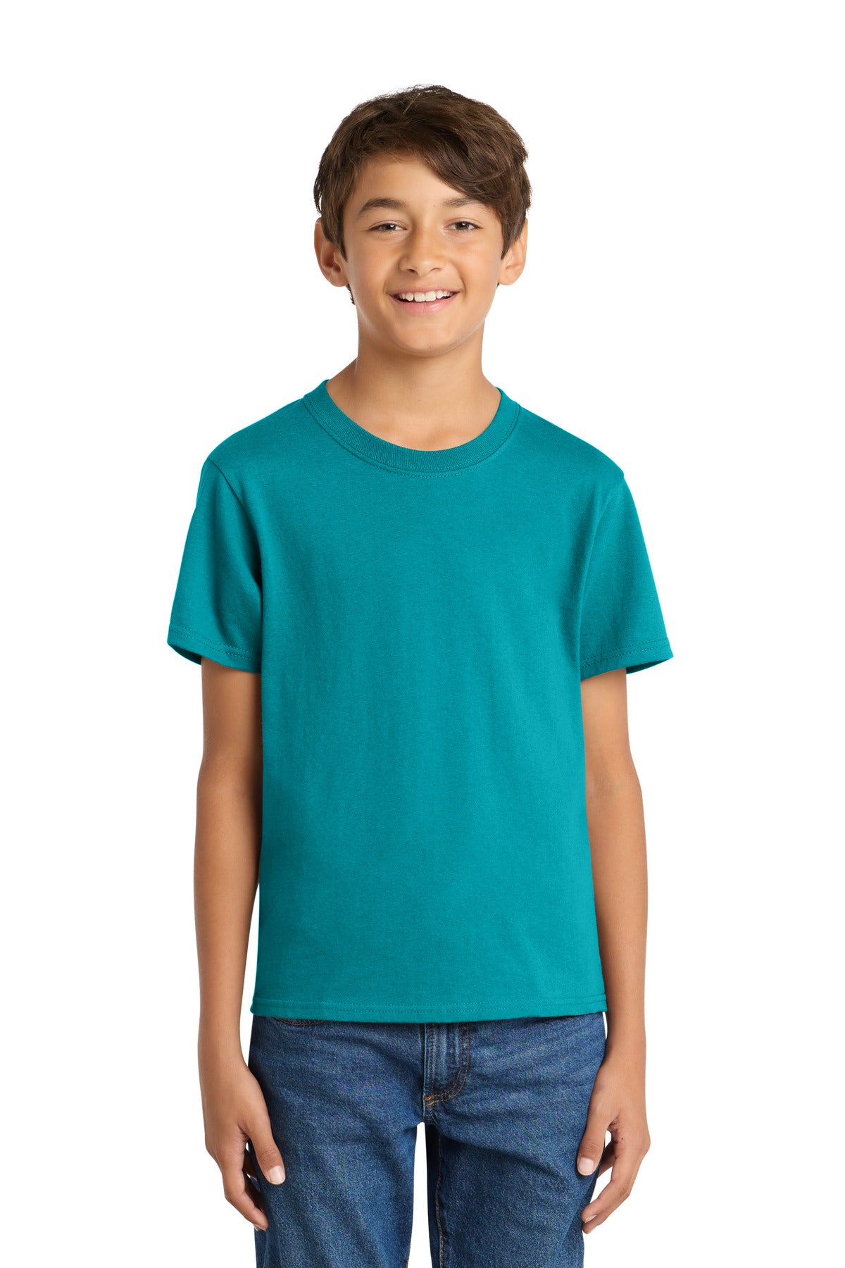 Port & Co Youth Core Cotton Tee - Bright Aqua