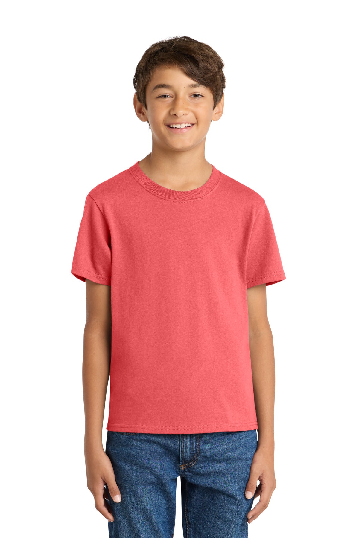 Port & Co Youth Core Cotton Tee - Coral