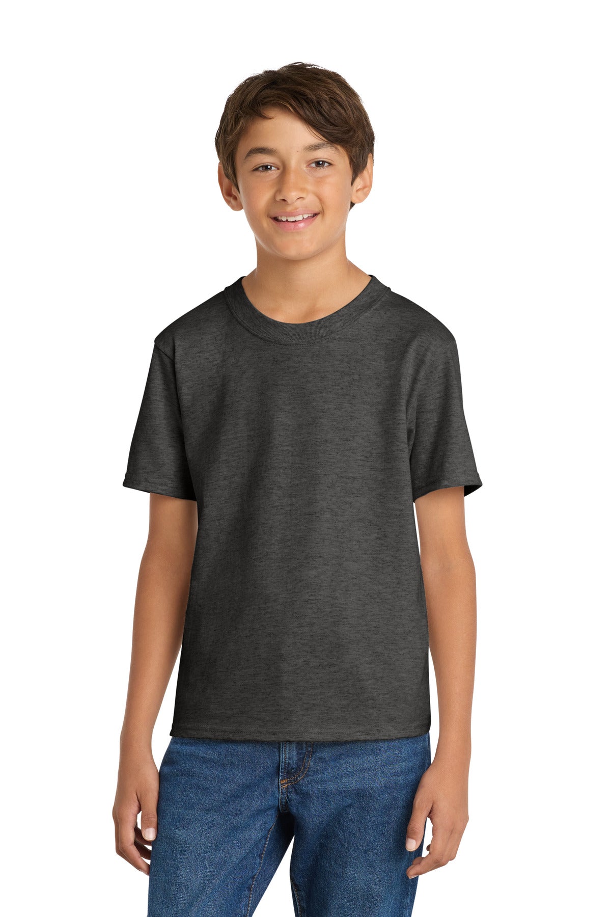 Port & Co Youth Core Cotton Tee - Dark Heather Grey