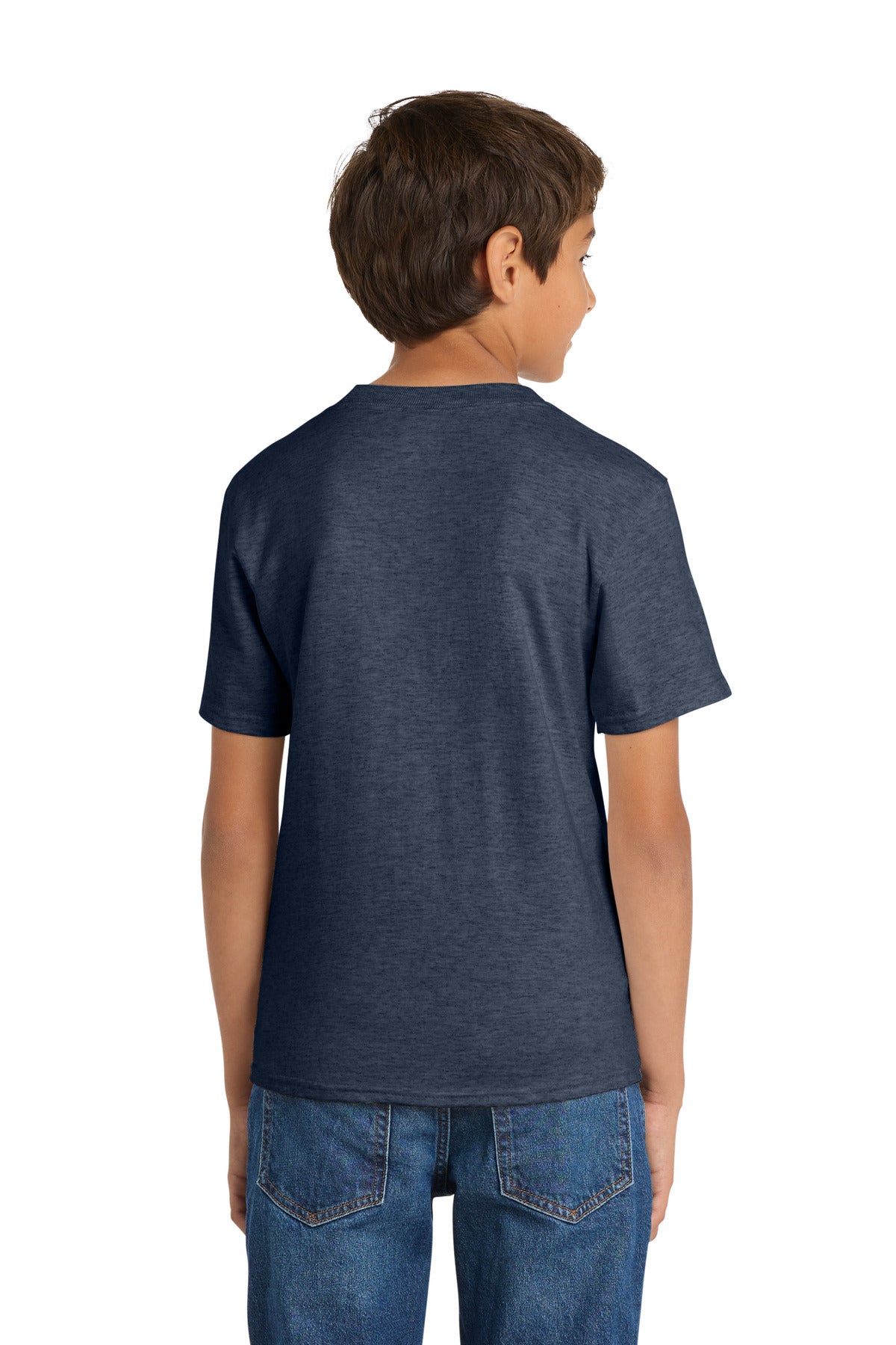 Port & Co Youth Core Cotton Tee - Heather Navy