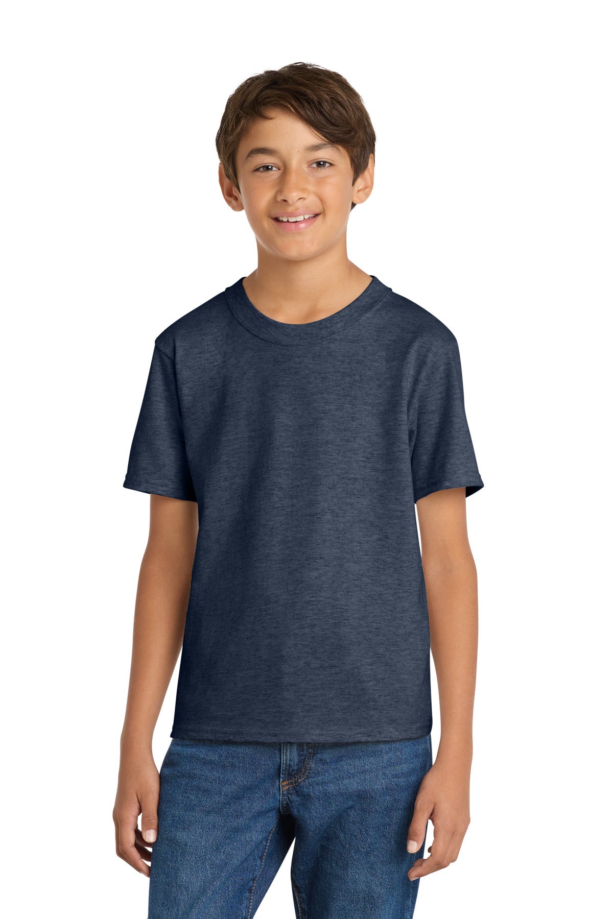 Port & Co Youth Core Cotton Tee - Heather Navy