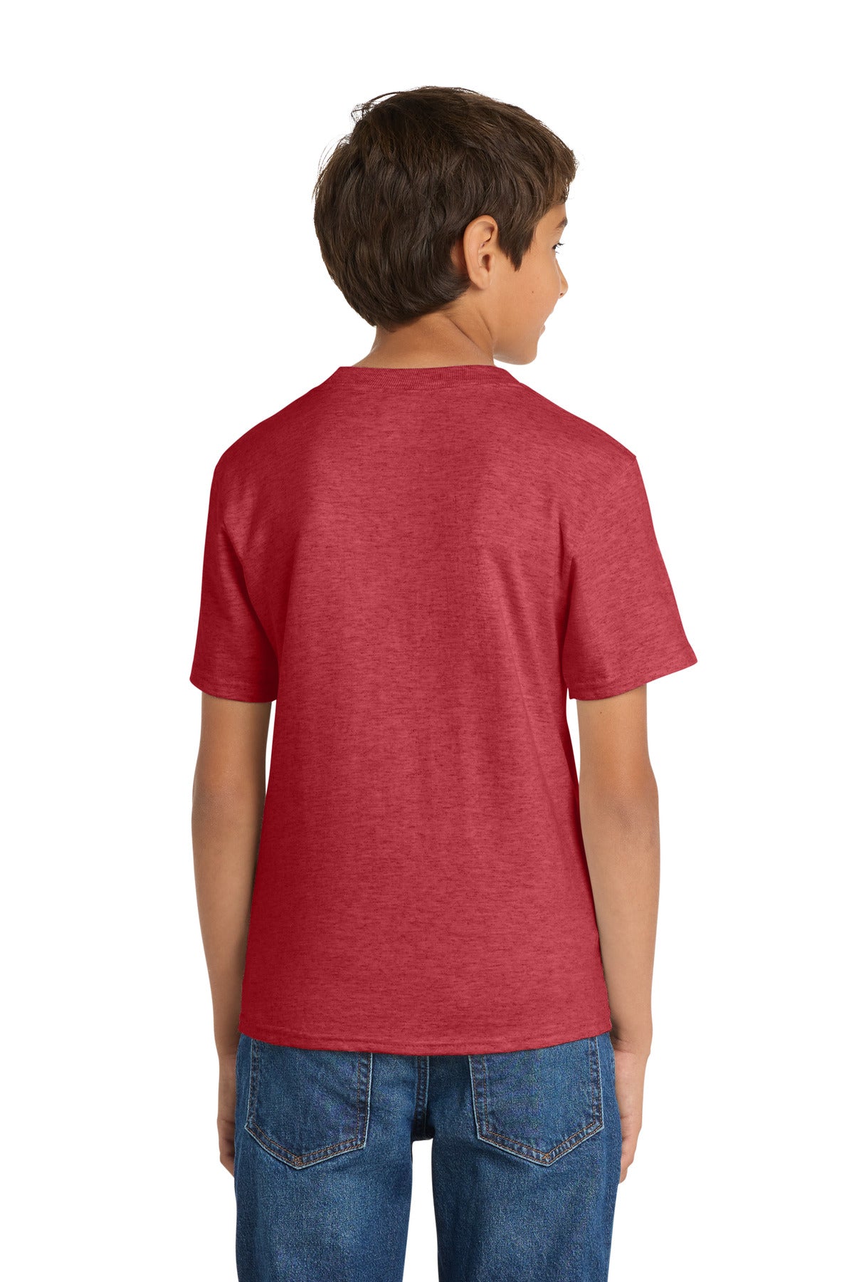 Port & Co Youth Core Cotton Tee - Heather Red