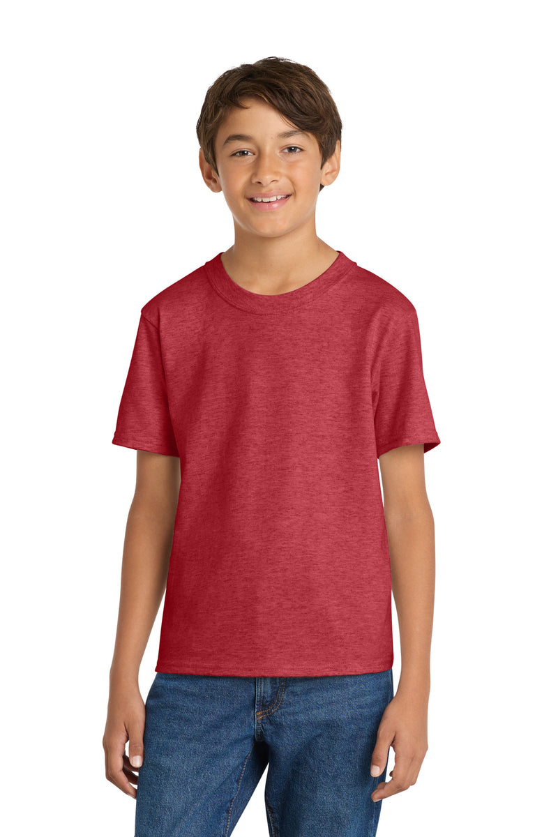 Port & Co Youth Core Cotton Tee - Heather Red