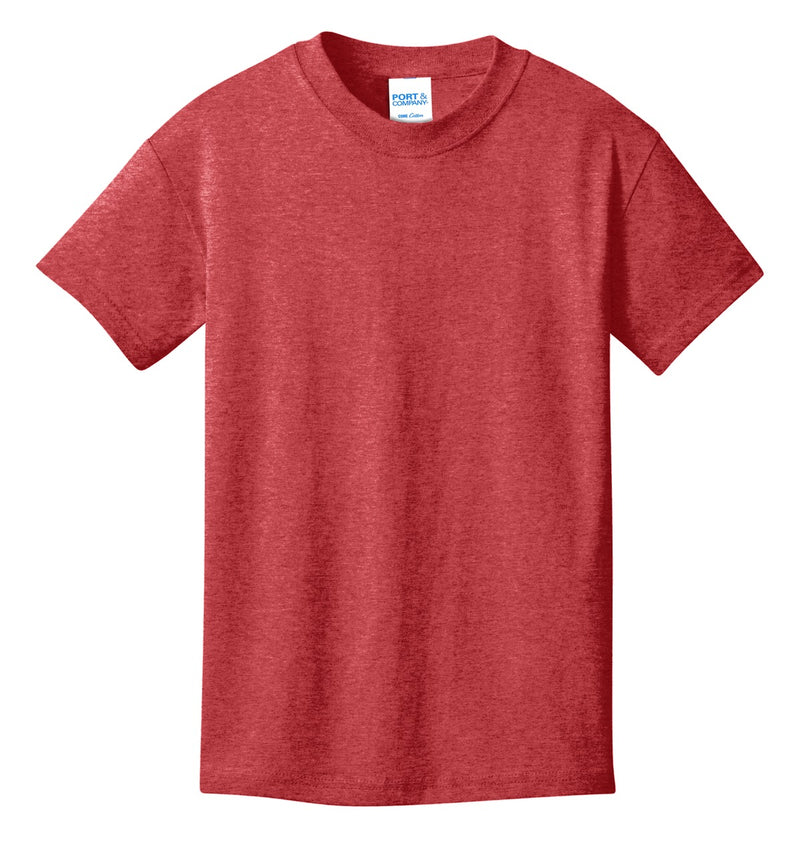 Port & Co Youth Core Cotton Tee - Heather Red