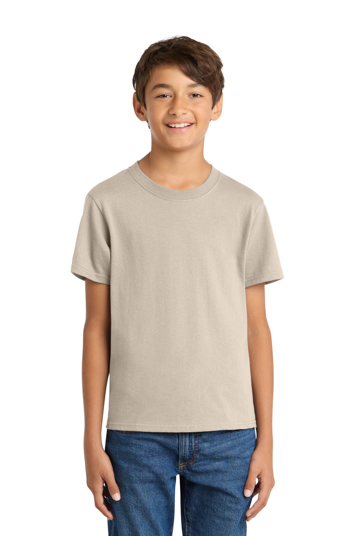 Port & Co Youth Core Cotton Tee - Light Sand